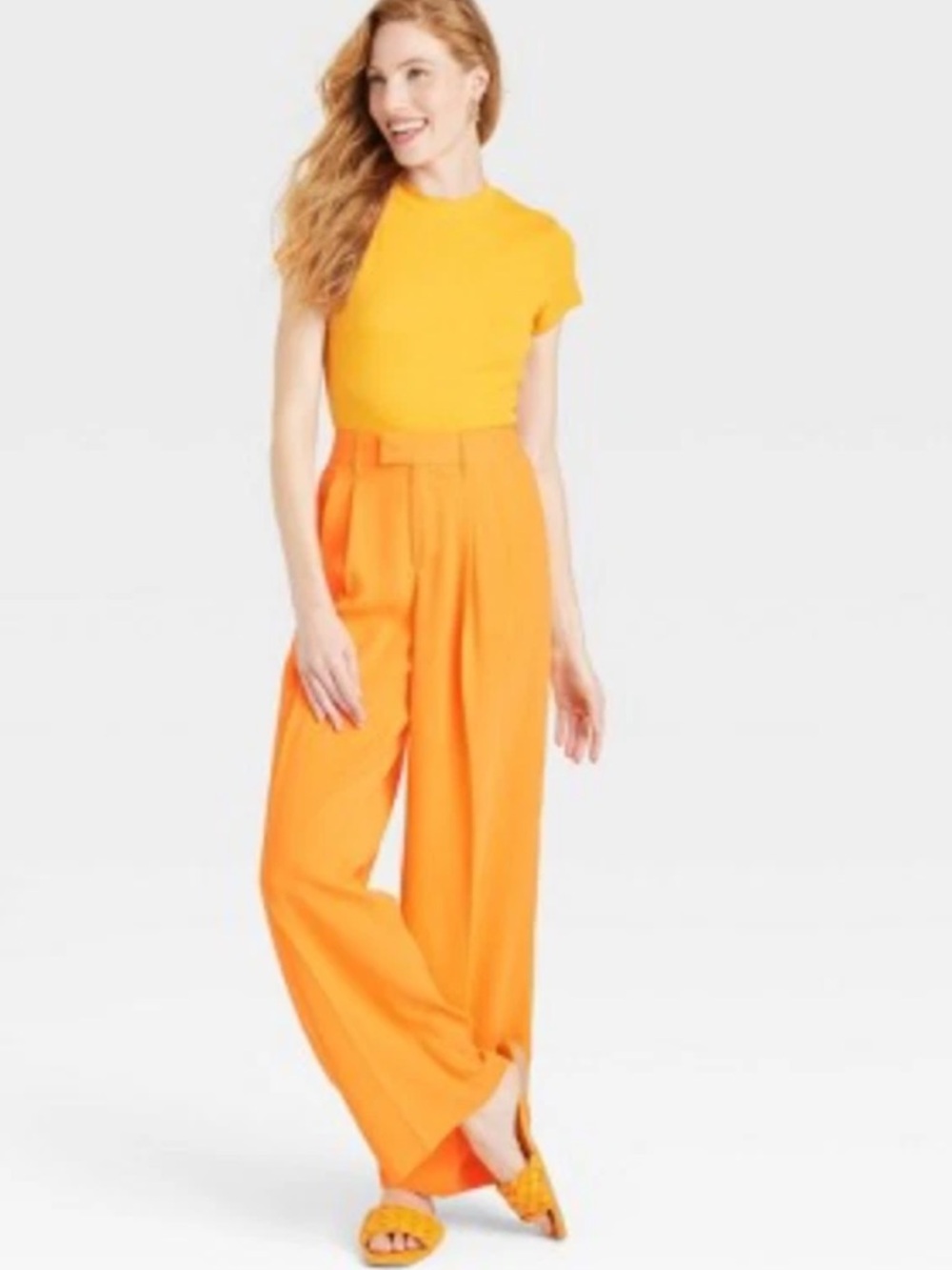 a new day Bright Orange Wide-Leg Straight pants - Picture 2 of 15